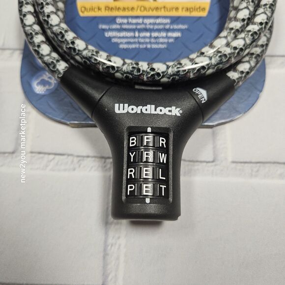 Word lock CL-662-G1 6 Feet 10mm 4 Letter Combination Resettable Cable Bike Lock - Picture 6 of 10